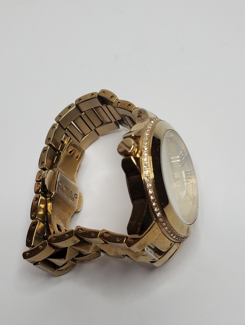 Vince Camuto Rhinestone Gold Tone Watch - Picture 4 of 4